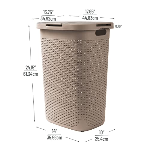 Mind Reader Slim Laundry Hamper with Lid, 60L Tall Clothes Basket, Narrow Tapered Design for Bathrooms, Closets and Laundry Rooms, Plastic, 2 Pack