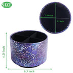 Round Leather Art Supply Organizer,Remote Control Holder,360 Degree Spinning,Multi-Functional Pencil Holder,4 Compartments Desktop Stationary Organizer(1-Rich Flower Purple) - color: 1-Rich Flower Purple