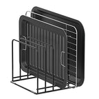 KORRTFID Kitchen Cabinet Organizer, Steel Cookware Holder, Divided Holder with 5 Slots for Skillets Baking Tray and Chopping Board Rack - Baking Pan Holder Storage (1 PC) - style: 1 PC