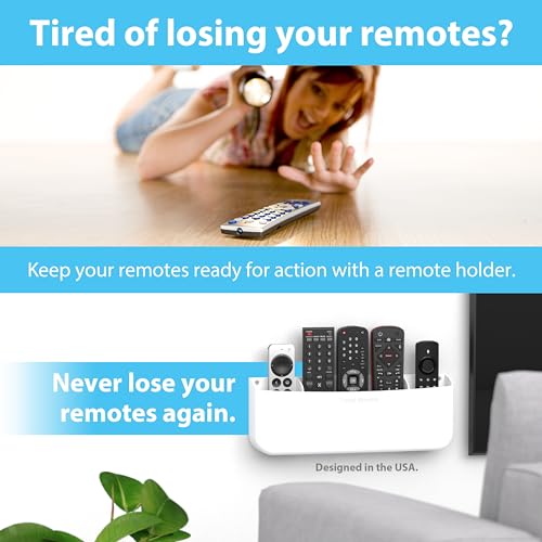 TotalMount Hole-Free Remote Holder – Eliminates The Need to Drill Holes in Your Wall (Premium White Remote Control Holder for 5 or 6 Remotes) - color: For 5 or 6 Remotes – Premium White