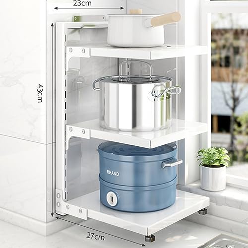 Heavy Duty Pan Rack, Pot Lid Rack, Kitchen Cabinet Pantry Cookware Organizer Rack Holder with 3 Adjustable Dividers, White Pots and Pans Organizer - color: White, size: 3 Tier