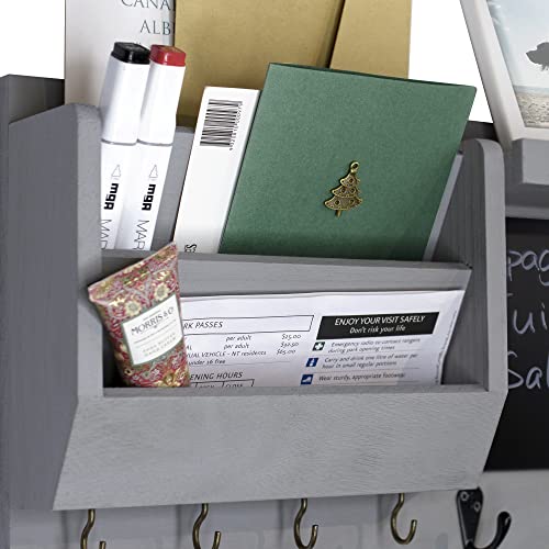 Ziivita Key Holder for Wall - Mail Holder Organizer Wall Mount with Shelf - Hanging Key Rack Hanger with Hooks Decorative for Home Letter Dog Leash Entryway Living Room Decor - color: Gray