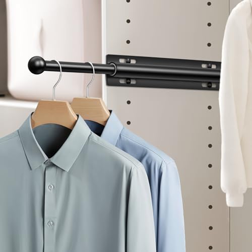 Supforce 14" Valet Rod for Closet Pull Out, Retractable Slide Out Valet Rod Closet Organization, Aluminum Valet Clothing Hanger Rods Perfect for Suits, Dresses & Freshly Pressed Clothes, Black - color: Black, size: 14IN