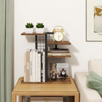 ELITEROO Desktop Shelf Organizer, 4-Tier Wooden Desk Bookshelf, Small Tabletop Book Shelf, Adjustable Display Rack for Home, Office, Dorm, Rustic Brown - color: Brown