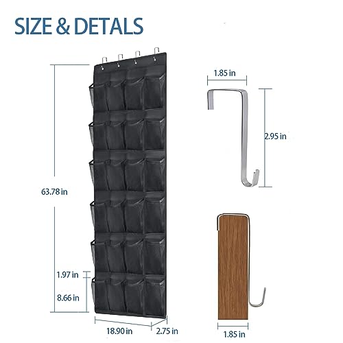Over the Door Shoe Organizer 24 Extra Large Pockets Hanging Shoe Rack Holder for Closet Storage Hanging Shoe Organizer