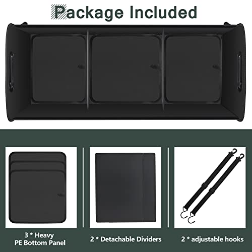 AOPHY Trunk Organizer for Car, 95L Large Capacity Storage with Non-Slip Bottom Strips and 2 Retractable Straps, Cargo Organizer for Suv, Truck, Sedan, Waterproof Portable Car Organizers for Women Men - color: Black Gray