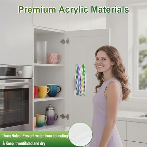 2 PACK Acrylic Straw Holder for Cabinet Doors, Reusable Straw Organizer with Ultra-Sticky Adhesive, Small Kitchen Accessories Container, Fits Both Short & Long Straws (Transparent) - color: Transparent