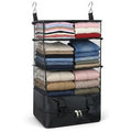 4 Shelve Portable Hanging Travel Shelves, Suitcase Organizer, Carry on Closet Luggage Organizers, Travel Bags Organizer for Luggage Compression Foldable and Hangable for Carry on Suitcase