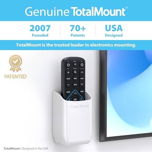 TotalMount Hole-Free Remote Holder – Eliminates Need to Drill Holes in Your Wall (White Remote Control Holder, Quantity 1) - color: White