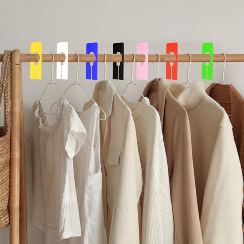 PATIKIL 16 Pcs Rectangle Clothes Dividers, 5 Inch Blank Clothing Rack Divider Sorting Clothes Size Reusable Wardrobe Hanger Separator with Pen, Yellow - color: Yellow