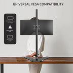 Single Tall Monitor Mount, Extra Long Computer Stand with 47 inch Pole, Floor Computer Stand, Free-Standing Monitor Desk Mount Support 13 to 27 inch Screen,22lbs