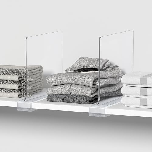 12 PCS Shelf Dividers for Closet Organization Acrylic Clear Closet Shelf Divider for Wooden Shelving Suitable for Wooden or Vertical Shelves Or Bedroom, Kitchen and Office - size: 12 Pack