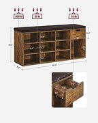 VASAGLE CUSTOS Collection - Storage Bench, Entryway Bench with Cushion, Drawer and Open Compartments, Bench with Storage, Living Room, Bedroom, Closet, Rustic Brown and Chestnut Brown ULHS024T01 - color: Rustic Brown + Chestnut Brown