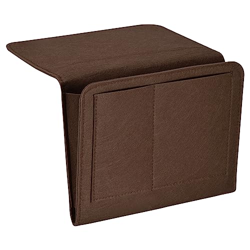 PATIKIL 11in Bedside Caddy, Bed Caddy Bedside Organizer Hanging 5 Pocket Soft Bed Pockets Bedside Storage Organizer Remote Control Holder for Bedroom Phones Glasses, Dark Brown - color: Dark Brown, size: 10.6*8.6inch