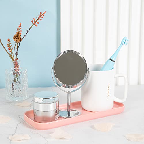 Ceramic Bathroom Tray,Kitchen Sink Organizer Tray,Cosmetics Holder (Pink) - color: Pink