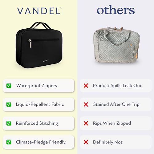 VANDEL Waterproof Hanging Toiletry Bag [TSA-Approved] Hanging Makeup Organizer Bag, Cosmetic Travel Bags for Women, Makeup Case Toiletries Organizer Hygiene Bathroom Shower Caddy - Black - color: Black