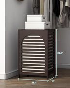 Laundry Hamper, 22.5 Gallon (85L) Bamboo Wood Clothes Laundry Basket with Lid and Handles, Removable Liner (Brown, Large) - color: Brown, size: Large
