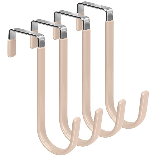 FYY Over The Door Hooks, 4 Pack Door Hangers Hooks with Rubber Prevent Scratches Heavy Duty Organizer Hooks for Living Room, Bathroom, Bedroom Hanging Clothes, Towels, Hats, Coats, Bags Nude - color: A Nude, size: Short, style: 4 Pack