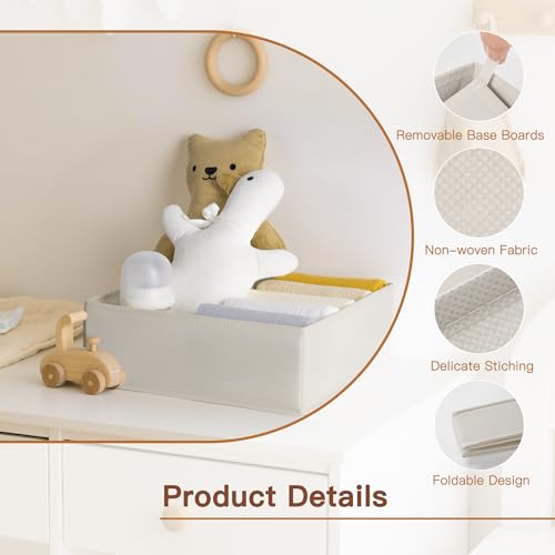 Criusia Drawer Organizer Clothes, 21 Pack Dresser Organizer for Baby Clothes, Underwear, Sock - Foldable Closet Organization and Storage Dividers Bins for Nursery, Bedroom (Oatmeal) - color: Oatmeal, size: 21PACK