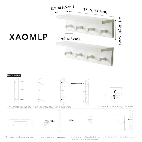 Entrance Coat Rack ，Coat Hooks, Wall-Mounted Wooden Hook Rack, Wall-Mounted Shelves are Very Suitable (White Color Finish—A-2) - style: White color finish—A-2