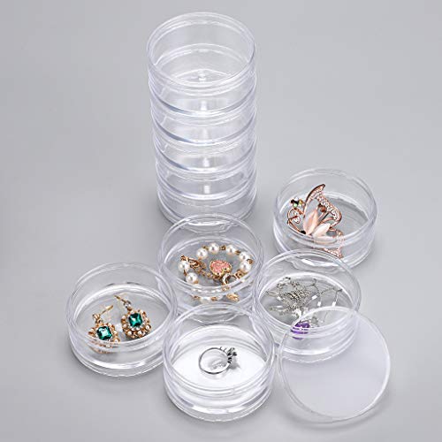 Hipiwe 2 Packs 5 Slot Clear Plastic Round Storage Jars - Art Craft Accessory Organizer Box Jewelry Beads Sewing Pills Container Holder for Storage Small Items, Hardware - size: 2Packs 2.68"D x 5.31"H