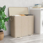 Lifewit Triple Laundry Hamper with Lid and Removable Laundry Bags, Large Collapsible 3 Dividers Dirty Clothes Basket with Handles for Bedroom Laundry Room Closet Bathroom College, 185L Beige - color: Beige, size: 185L