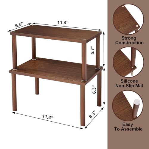 VERTORGAN Cabinet Organizer Shelf(Set of 2),Kitchen Counter Shelves,Bamboo Spice Rack Countertop and Cabinet,Stackable Expandable,Medium(Brown) - color: Brown, size: 11.8"W