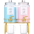 Glass Laundry Detergent Dispenser- 1 Gallon Glass Fabric Softener Dispenser with Leak-Proof Stainless Steel Faucet & Stand. Large Laundry Soap Container for Washer Room Organization &Storage