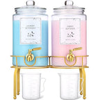 Glass Laundry Detergent Dispenser- 1 Gallon Glass Fabric Softener Dispenser with Leak-Proof Stainless Steel Faucet & Stand. Large Laundry Soap Container for Washer Room Organization &Storage