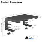 ARES WING Clamp-On Desk Extender & Monitor Shelf – 15" x 9.8" Space Booster, Freestanding or Clamp Mount, Holds 44 lbs, No Drill Desktop Organizer for Office/Gaming, Black - size: 15“, style: no hook