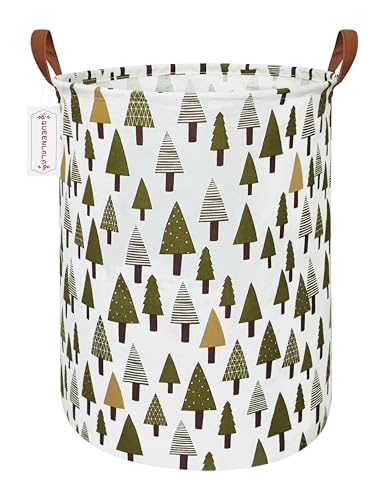 QUEENLALA Large Storage Basket,Laundry Hamper/Bathroom/Home Decor/Collapsible Round Storage Bin,Boys and Girls Hamper/Boxes/Clothing(Green forest) - color: Round-Green forest
