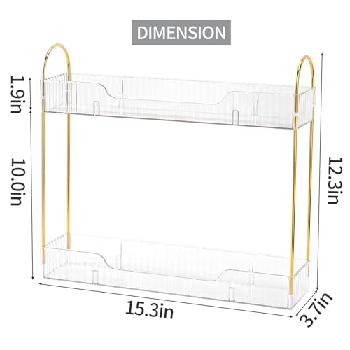 Bathroom Countertop Organizer, 2-Tier Slim Vanity Storage Rack for Bathroom Sink, Narrow Counter Organizer for Toiletries Skincare Perfume with Clear Plastic Trays - color: Clear