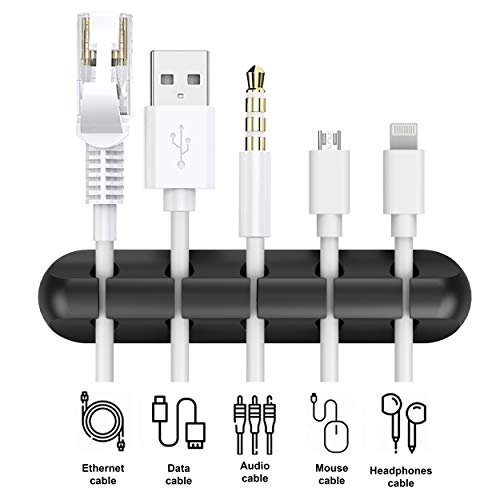 INCHOR Cord Organizer, Cable Clips Cord Holder, Cable Management USB Cable Power Wire Cord Clips, 2 Packs Cable Organizers for Car Home and Office (5, 3 Slots) - color: Black