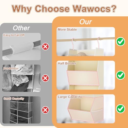 Hanging Closet Organizer 4 Shelf Collapsible Fabric Closet Organizers and Storage Hanging with Mesh Pocket for Clothes, Hanging Wardrobe Organizers and Storage for Sweater T-Shirt Shoes Toys, Beige - color: Beige-1 Pack, size: 4-shelf