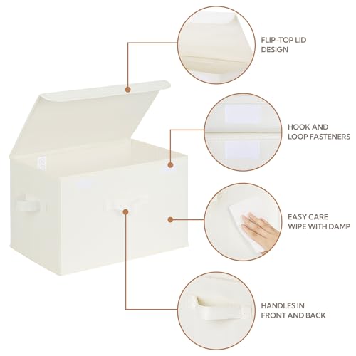 GRANNY SAYS Storage Bins with Lids, Fabric Storage Boxes, Closet Organizers and Storage, Storage Baskets for Shelves, Toy Box, Ivory White, 2-Pack - color: Ivory White, size: Large-2 Pack
