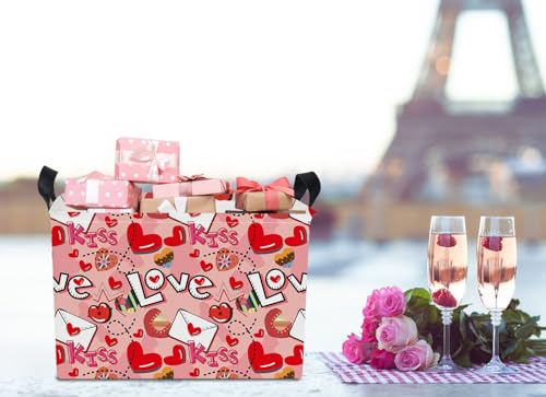 NTAOHAMPER Mothers Day Gifts Love Letter Fabric Storage Basket Empty with Handles, Books Box, Baby Shower Baptism Lovely Storage24L(Love Letter) - color: Love Letter