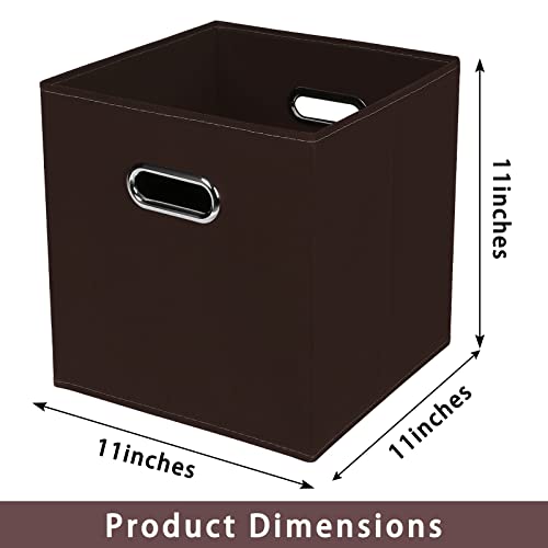 Fabric storage bins Cubes, Fabric Cube Organizer with Handle, Foldable Cube Bins for Cloth or Accessary Storage, 11x11x11, Set of 3, (Coffee) - color: Coffee, size: 3 Pack