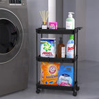 SimpleHouseware Standard 3-Tier Slim Rolling Storage Cart, Black - color: Black
