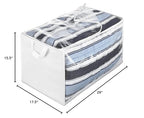 Whitmor Zippered Jumbo Storage Bag, Extra Large 34 Gallon (29"x17.5"x15.5"), Breathable Non-Woven Organizer with Clear Window, Big Moving Bag for Blankets, Clothing, Closet Organization, White - size: 1 EA