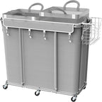 Simple Houseware Extra Large 2 Section Rolling Laundry Cart 265L (70 Gal) – Heavy Duty Hamper with 2 Removable Bags & 6 Smooth Wheels – Commercial Laundry Organizer for Home, Hotel, Dorm, Gym, Gray