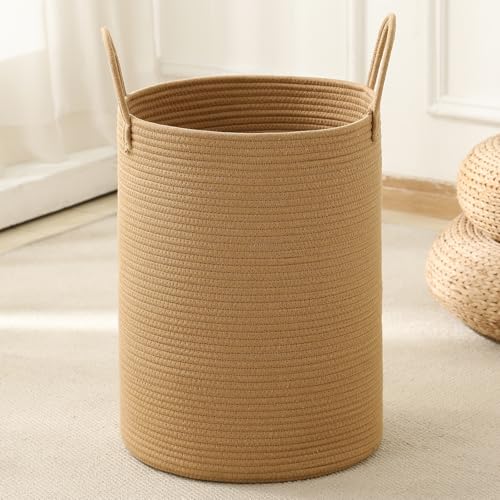 Laundry Basket Hamper Tall Rope Storage Woven for Blanket toys Dirty Clothes in Living Room Bathroom Bedroom (Jute Brown, 80L/21.3Gal) - color: Jute Brown, size: 80L/21.3Gal