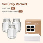 ComSaf Set of 3 Square Glass Jars with Airtight Lids (51 Oz), Wire Clamp Canisters for Pickling, Kombucha & Bulk Food, Wide Mouth Canning Jars for Space Saving Kitchen & Pantry Organization - size: 51oz*3