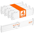 Lifewit Drawer Dividers for Clothes, 3.2" Tall 10.5"-16.5" Expandable Dresser Drawer Organizers, Adjustable White Plastic Separators for Kitchen, Cabinet, Nursery, Socks & Underwear Storage, 4 Pack - size: 3.2"H, 10.5-16.5"L