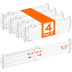 Lifewit Drawer Dividers for Clothes, 3.2" Tall 10.5"-16.5" Expandable Dresser Drawer Organizers, Adjustable White Plastic Separators for Kitchen, Cabinet, Nursery, Socks & Underwear Storage, 4 Pack - size: 3.2"H, 10.5-16.5"L