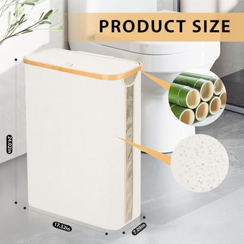 Odonata Large Toilet Paper Storage Basket with Lid, Slim Toilet Paper Organizer, Hold up to 20 Regular Rolls or 15 Mega Rolls. (Beige, 49L) - color: Beige