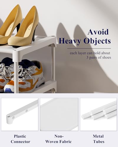 Kitsure Shoe Rack - Non-Woven Shoe Rack Shelf, Shoe Organizer for Closet, Entryway, Garage & Corridor, Stackable Shoe Shelves, 27.5" Wide - 3 Tier, White - color: White, size: 27.5" Wide - 3 Tier