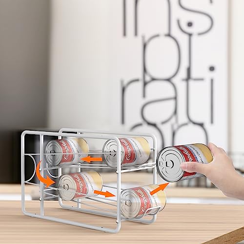 MOOACE Can Organizer for for Pantry, Stackable Soda Can Dispenser Canned Food Storage, Kitchen Cabinet Fridge Beverage Cans Holder, 4 Pack, White - color: White
