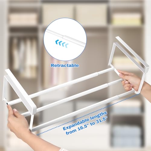 VZZNN 4 Pack Expandable Shoe Rack Organizer, Adjustable Under Shelf Storage for Shoes, Closet Cabinet Shelf Organizer for Home Organization and Space Saving (White)