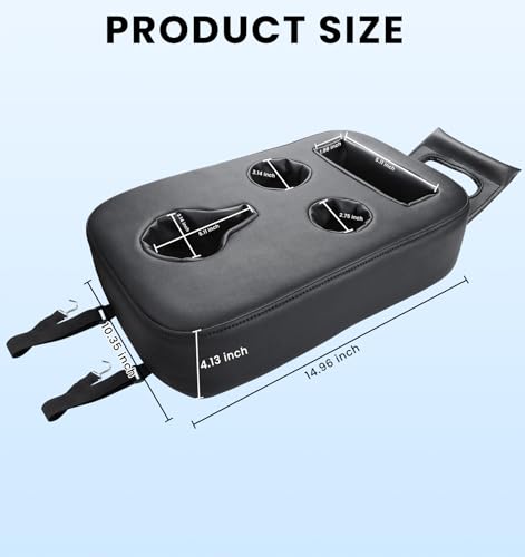 Upgraded Car Cup Holder with Dual Secure Straps, Back Seat Cup Holder for Car, PU Leather Truck Cup Holder, Boat Tray Organizer for Trucks, Minivans, SUVs, RVs, Holds Coffee, Snacks, Cell Phone - color: Dual Secure Straps