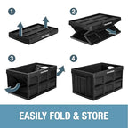 CleverMade Collapsible Storage Bins - Royal Blue 3 Pack 46L - Stackable Containers Heavy Duty Capacity Folding Crates - Space-Saving for Home